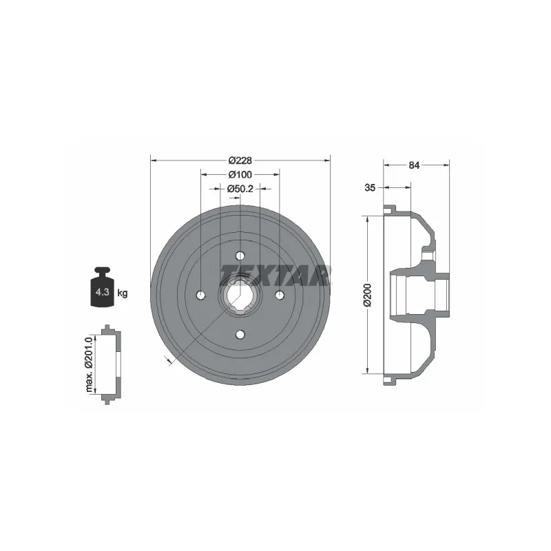 Tambour de frein TEXTAR 94009900