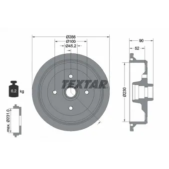 Tambour de frein TEXTAR 94011500