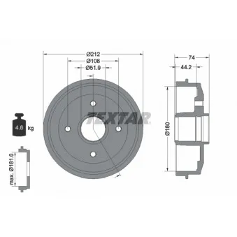 Tambour de frein TEXTAR 94011800