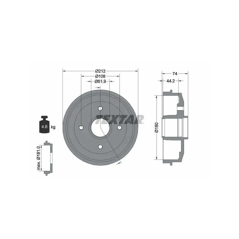 Tambour de frein TEXTAR 94011800