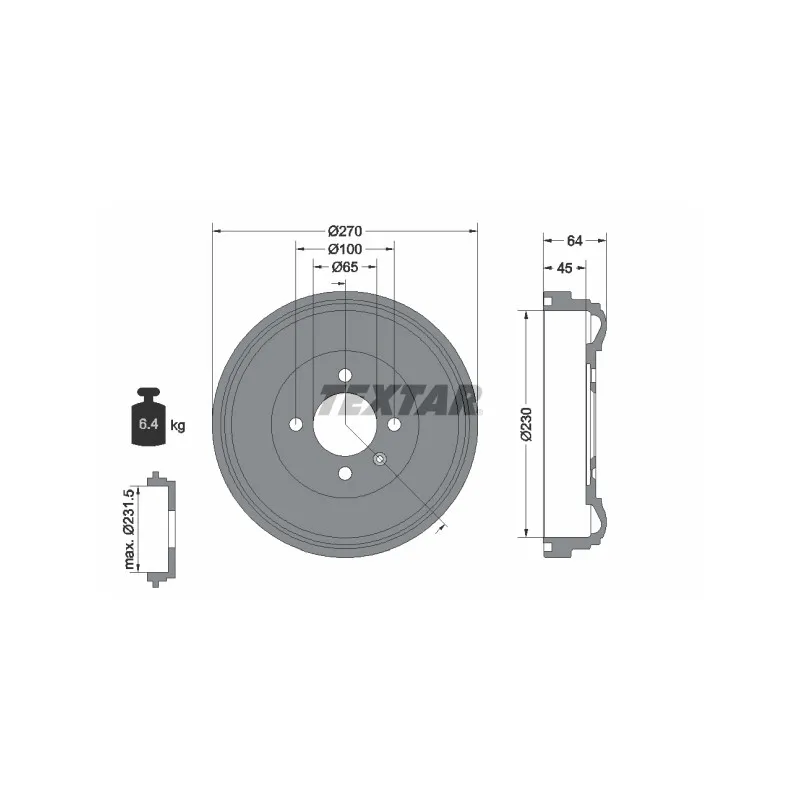 Tambour de frein TEXTAR 94012000