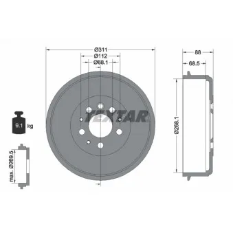 Tambour de frein TEXTAR 94012400