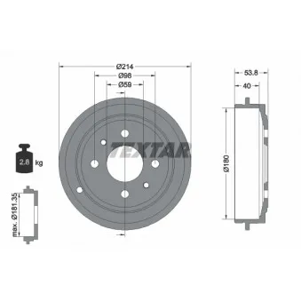 Tambour de frein TEXTAR 94014800