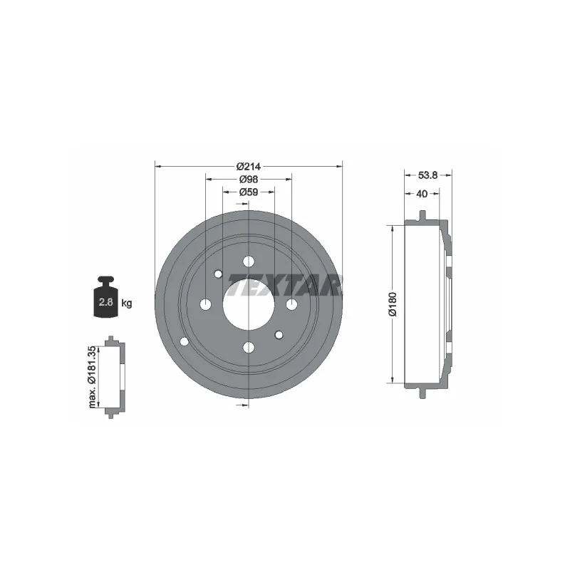 Tambour de frein TEXTAR 94014800