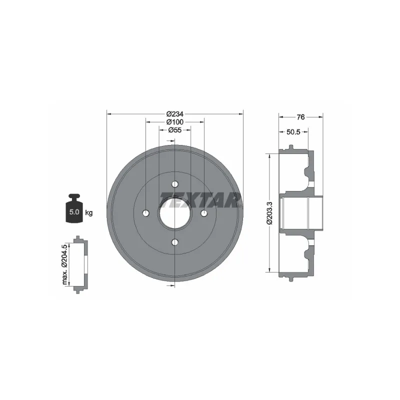 Tambour de frein TEXTAR 94017000