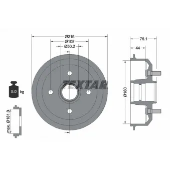 Tambour de frein TEXTAR 94018500