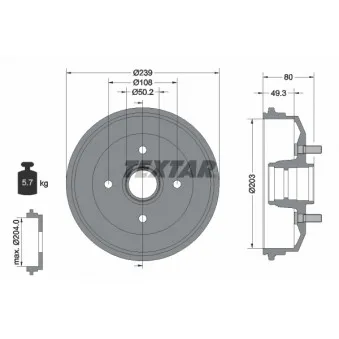 Tambour de frein TEXTAR 94019000