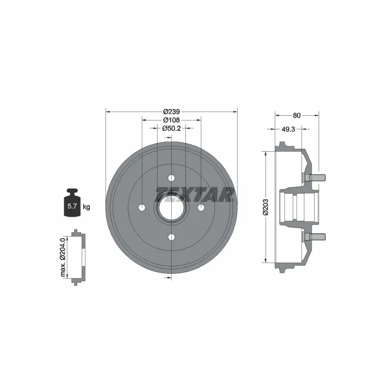 Tambour de frein TEXTAR 94019000