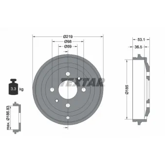 Tambour de frein TEXTAR 94020000