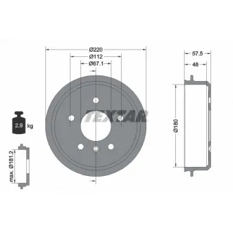 Tambour de frein TEXTAR 94020200
