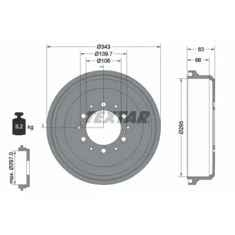 Tambour de frein TEXTAR 94021000