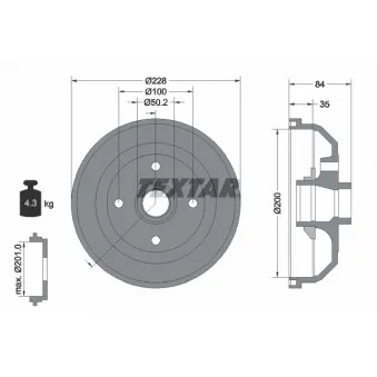 Tambour de frein TEXTAR 94022300