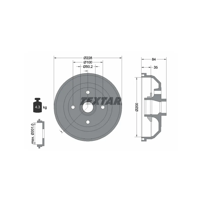 Tambour de frein TEXTAR 94022300