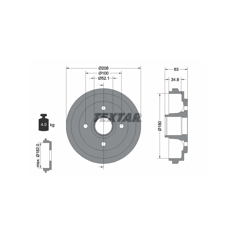 Tambour de frein TEXTAR 94023900