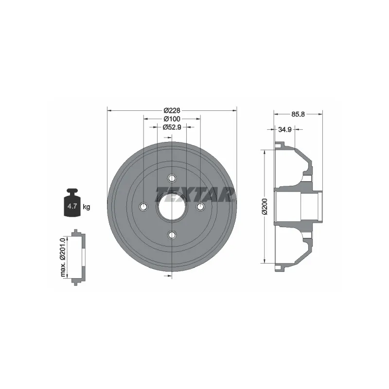 Tambour de frein TEXTAR 94024100