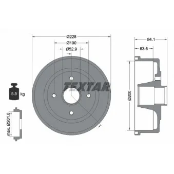 Tambour de frein TEXTAR 94024200