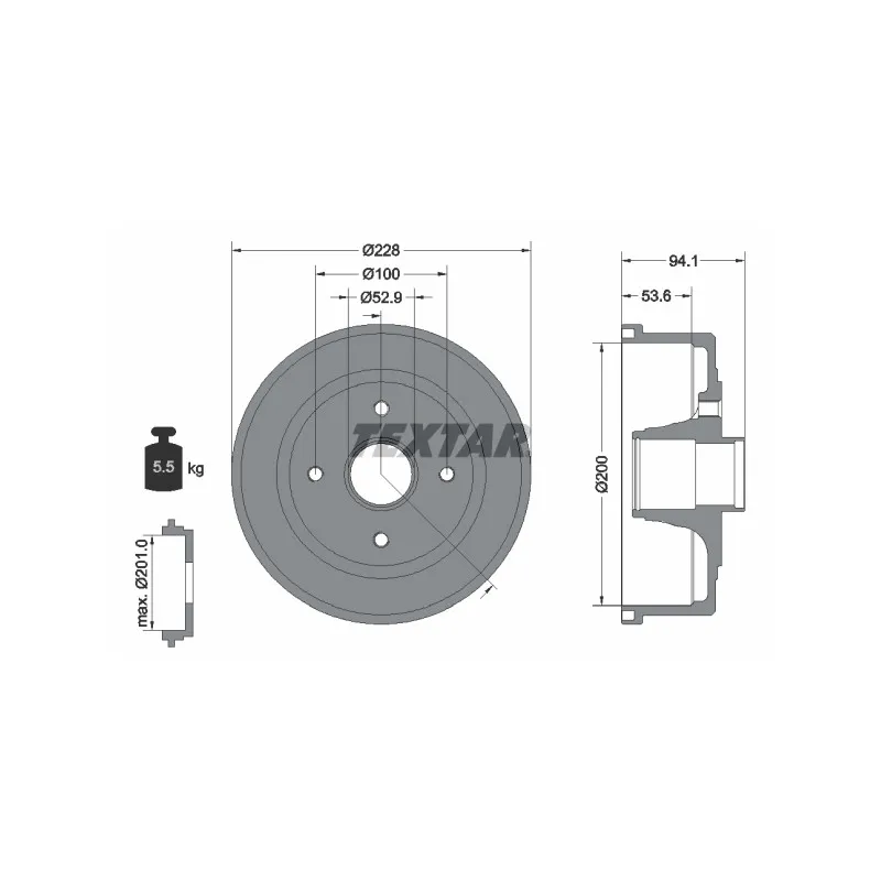 Tambour de frein TEXTAR 94024200