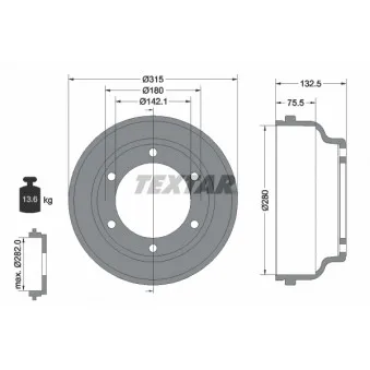 Tambour de frein TEXTAR 94024800