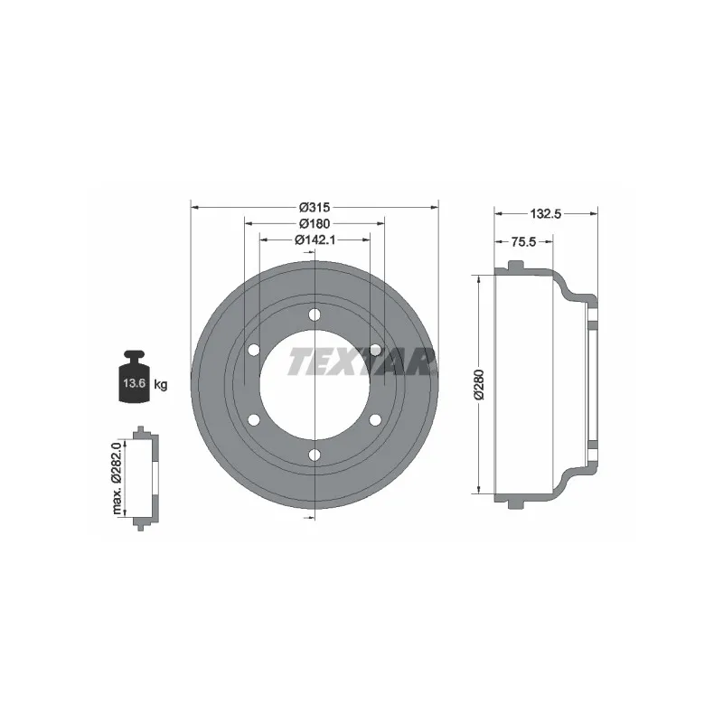 Tambour de frein TEXTAR 94024800
