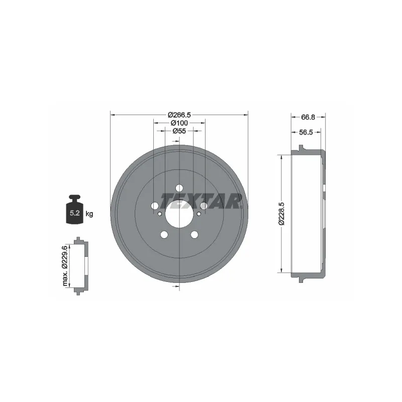 Tambour de frein TEXTAR 94025500