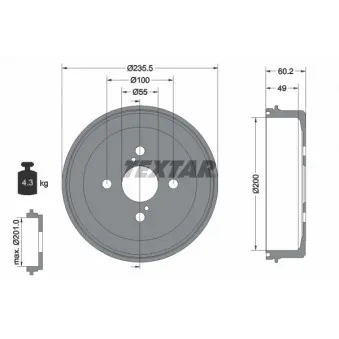 Tambour de frein TEXTAR 94025600