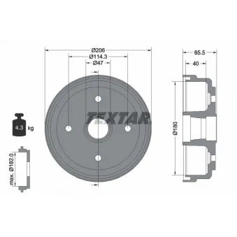 Tambour de frein TEXTAR 94026000