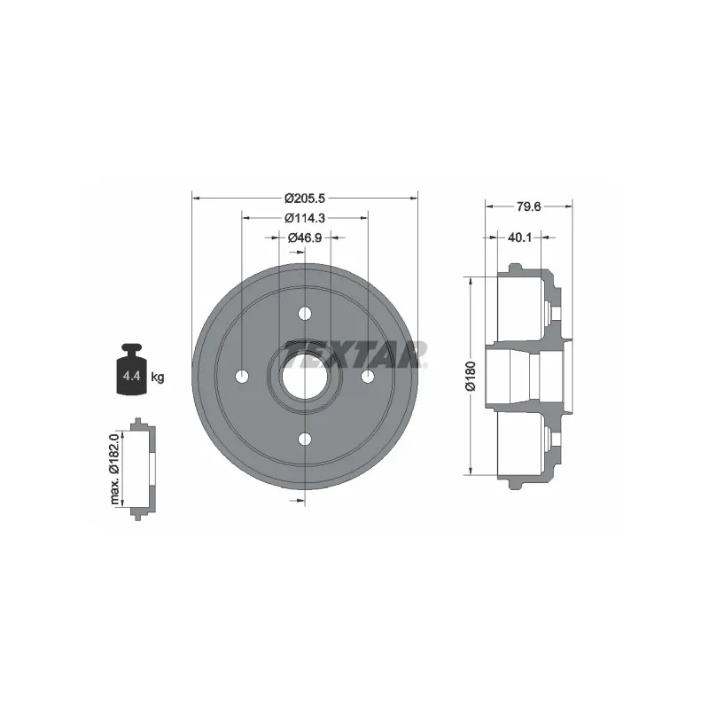 Tambour de frein TEXTAR 94026200