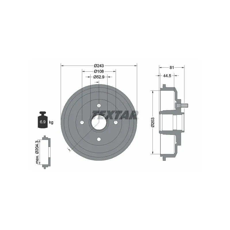 Tambour de frein TEXTAR 94026700