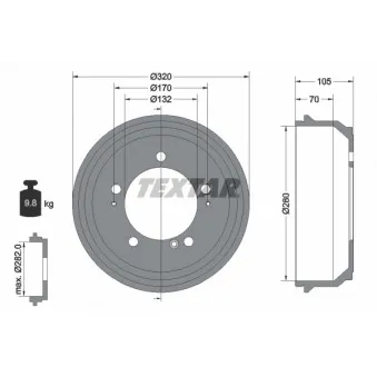 Tambour de frein TEXTAR 94027000