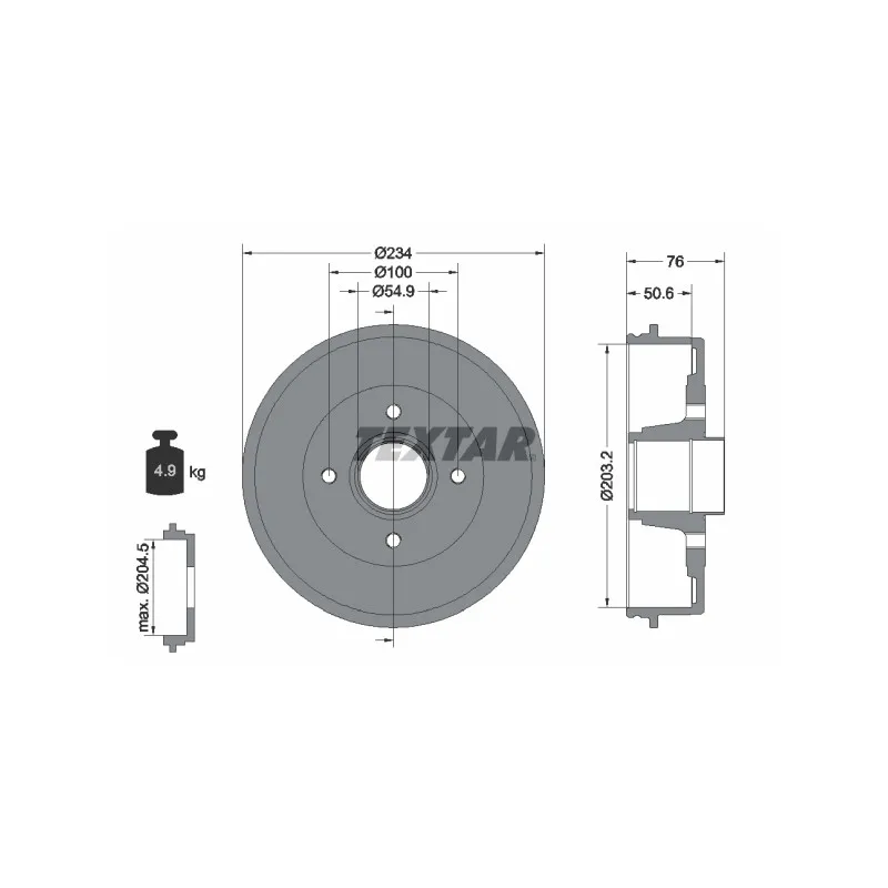 Tambour de frein TEXTAR 94027100