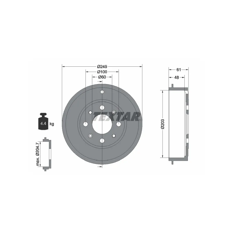 Tambour de frein TEXTAR 94027600
