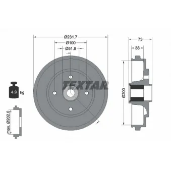 Tambour de frein TEXTAR 94027800