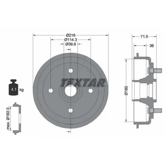 Tambour de frein TEXTAR 94030200