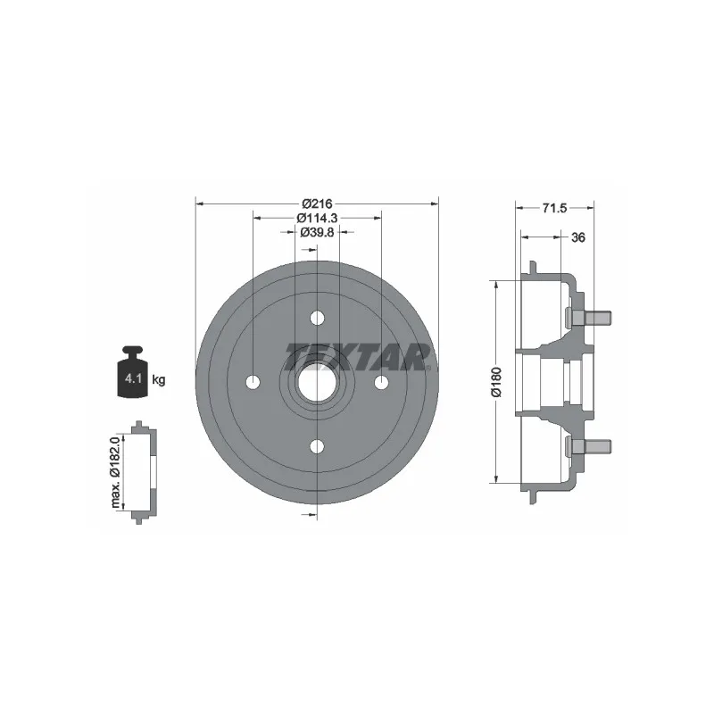 Tambour de frein TEXTAR 94030200