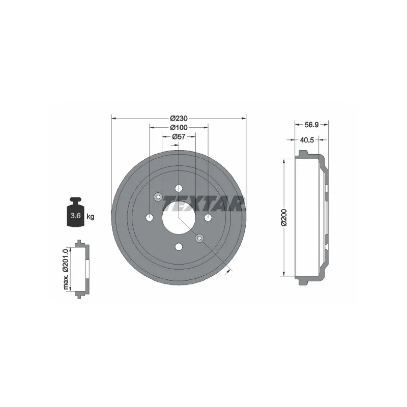 Tambour de frein TEXTAR 94032100