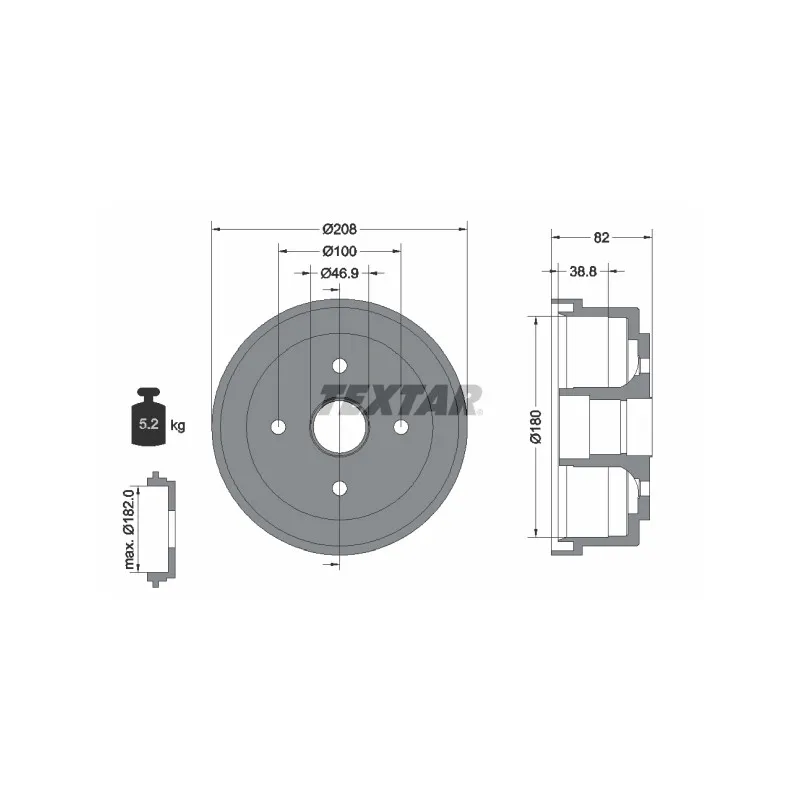 Tambour de frein TEXTAR 94032400