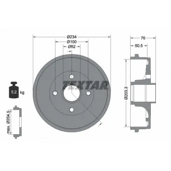 Tambour de frein TEXTAR 94033800