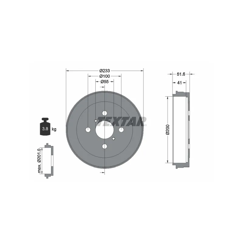 Tambour de frein TEXTAR 94034600