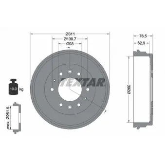 Tambour de frein TEXTAR 94035500