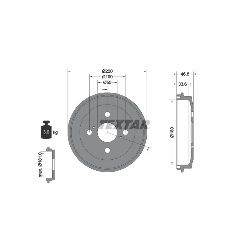 Tambour de frein TEXTAR 94036400