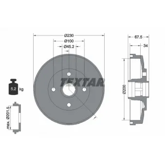 Tambour de frein TEXTAR 94036500