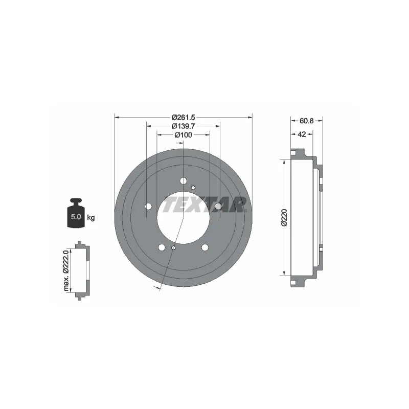 Tambour de frein TEXTAR 94036600