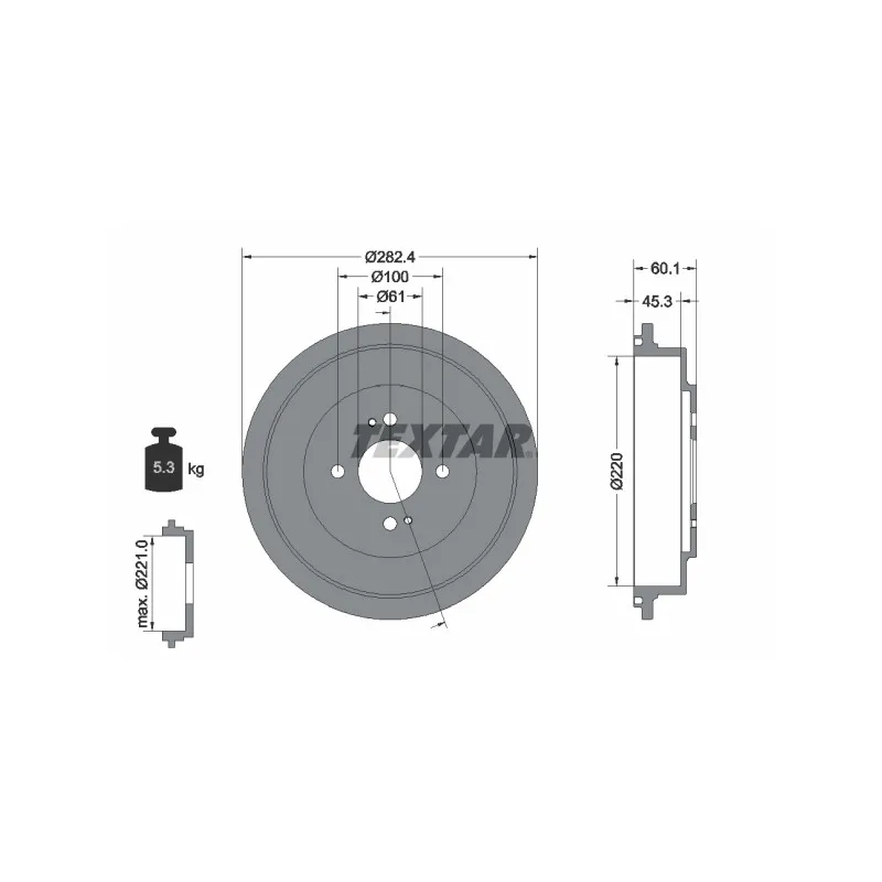Tambour de frein TEXTAR 94037000