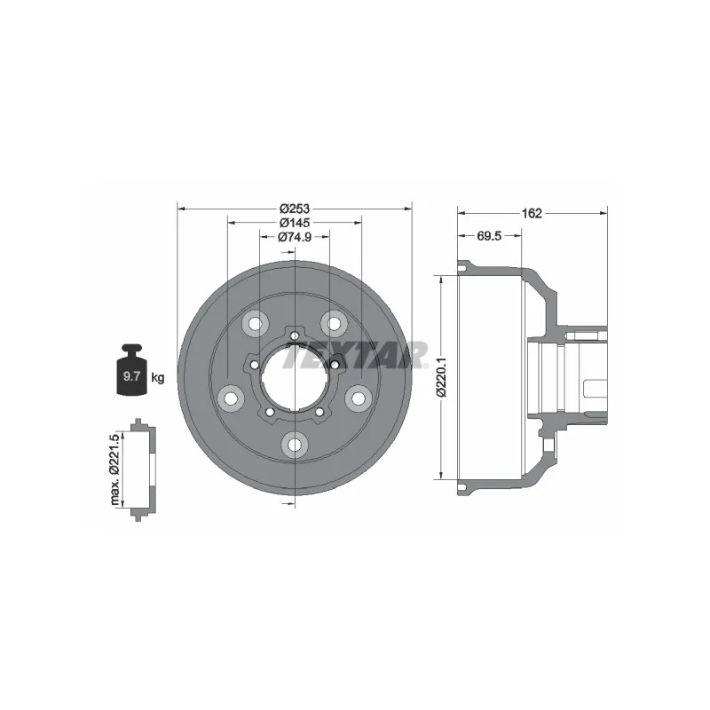 Tambour de frein TEXTAR 94037200