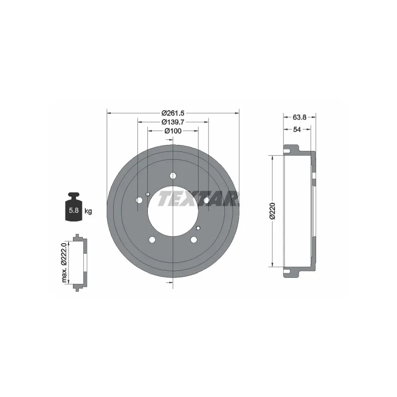 Tambour de frein TEXTAR 94037800