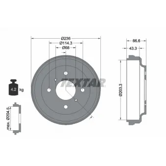 Tambour de frein TEXTAR 94039800