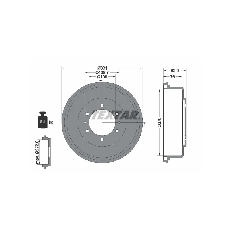 Tambour de frein TEXTAR 94040400