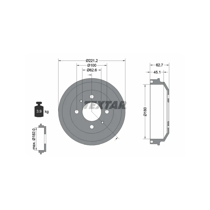 Tambour de frein TEXTAR 94040600
