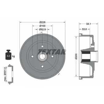 Tambour de frein TEXTAR 94041100