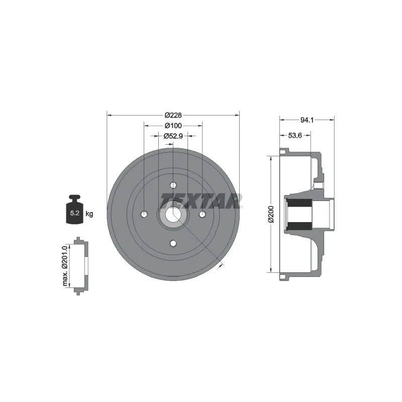 Tambour de frein TEXTAR 94041100